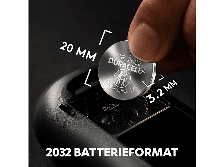 Duracell 2032 Lithium Knopfbatterie, 2er Pack (DL2032/CR2032); Knopfzelle — Foto 3 von 5