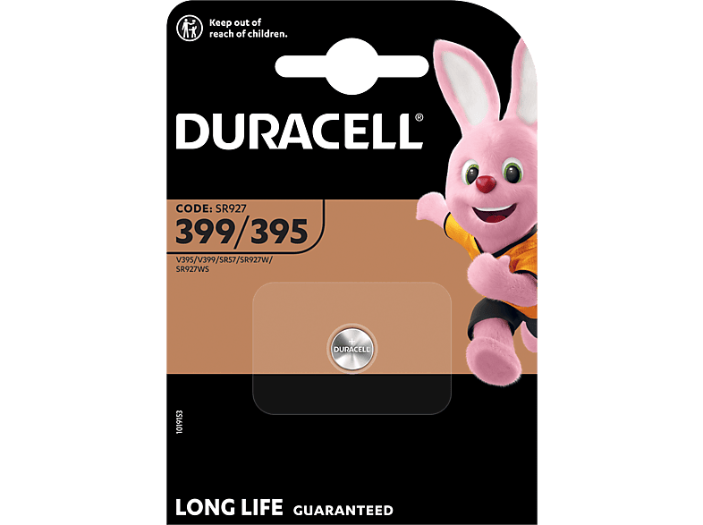 Duracell 399/395 Silver Oxide Batterie, Einzelpackung (D399/395/V399/395); Knopfzelle