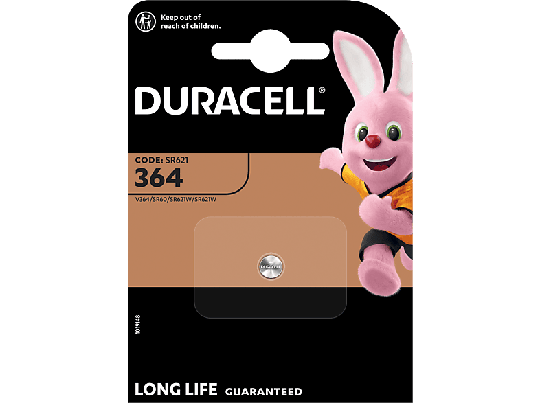 Duracell 364 Silver Oxide Batterie, Einzelpackung (D364/V364); Knopfzelle
