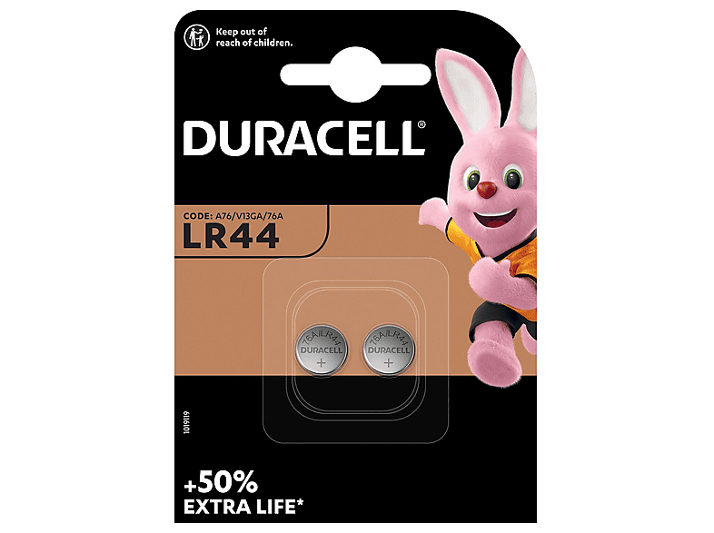 20 Piles Bouton Duracell LR44 – 5 Ampoules De 4 (A76/V13GA/76A)