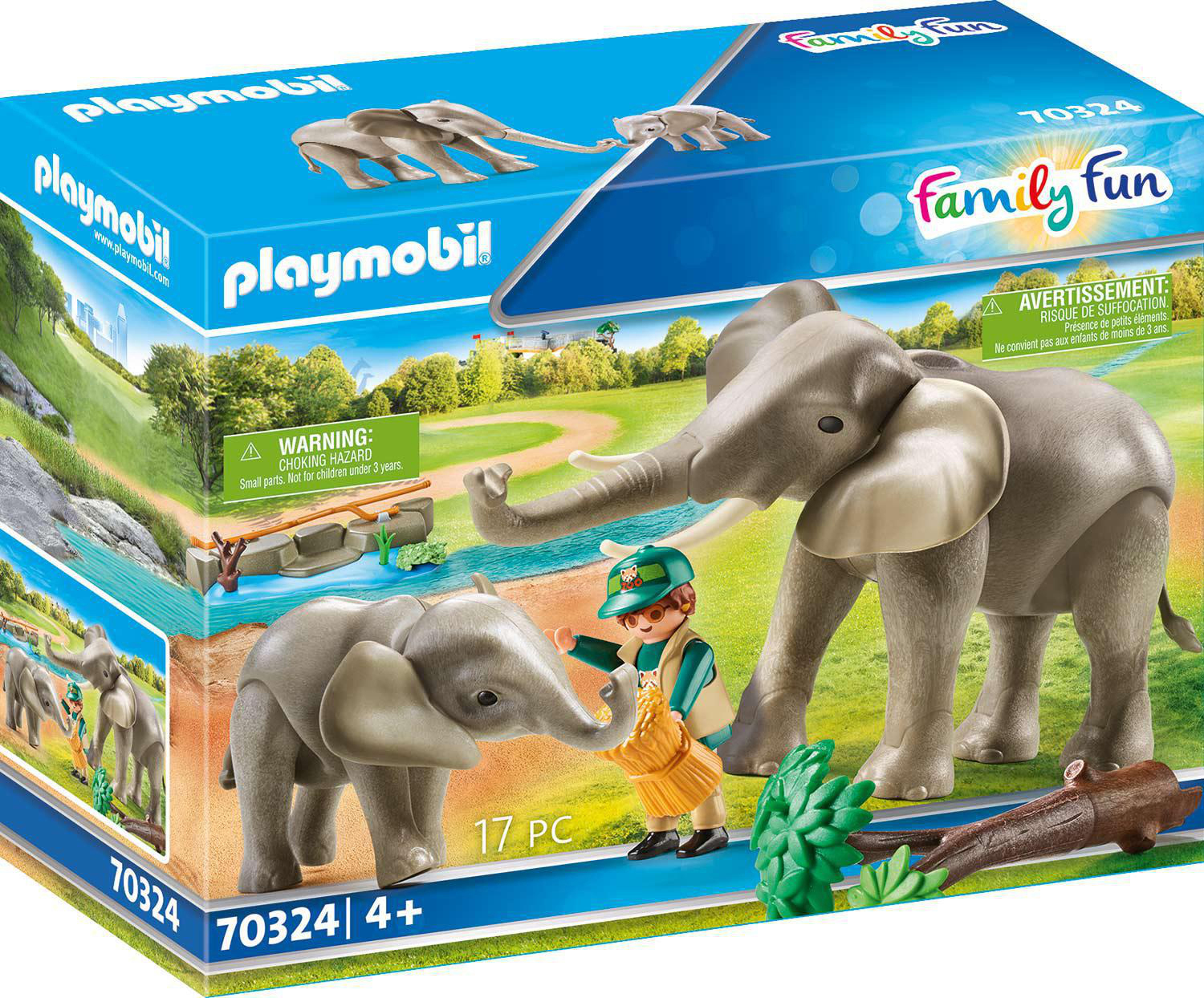 PLAYMOBIL 70324 Elefanten im Freigehege Spielset, Mehrfarbig