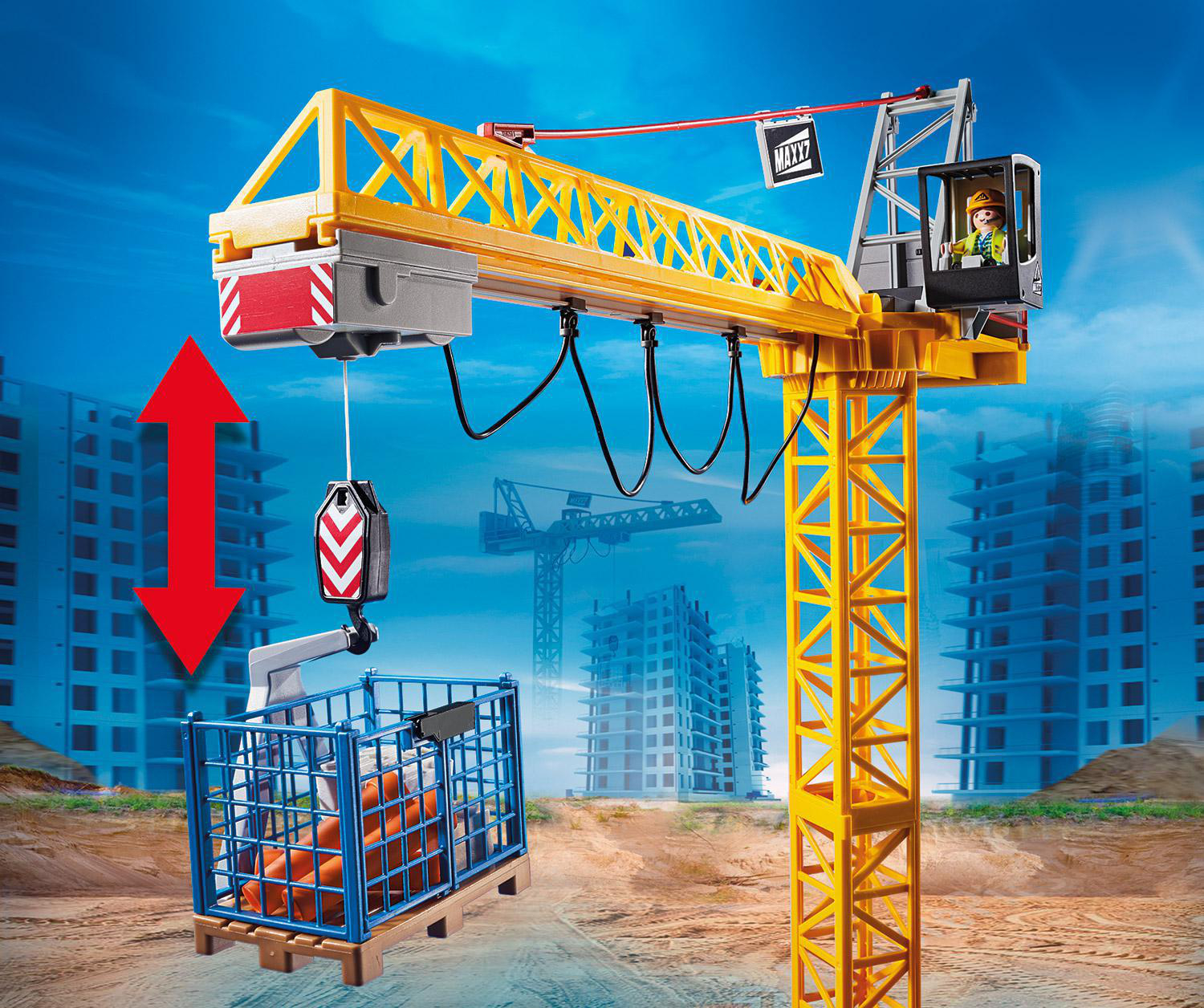 PLAYMOBIL 70441 RC-Baukran mit Bauteil Spielset, Mehrfarbig