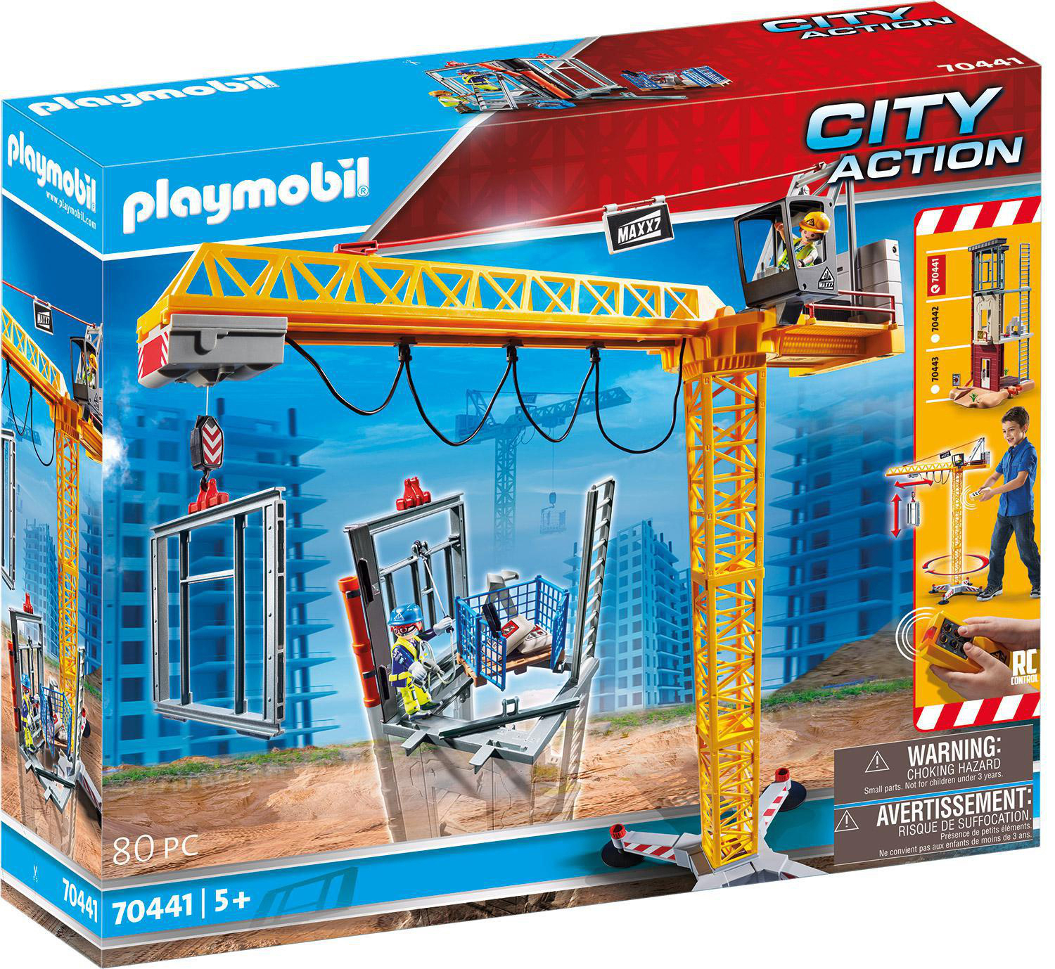 PLAYMOBIL 70441 RC-Baukran mit Bauteil Spielset, Mehrfarbig