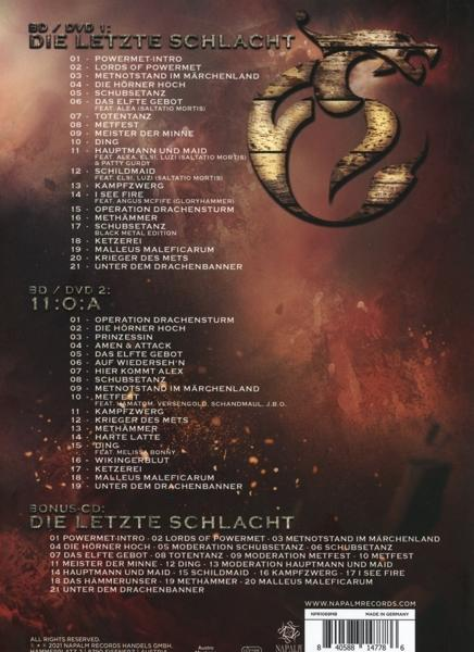 CD-Cover mit Titelliste und Bandnamen. Der Hintergrund ist ein Drachendesign.