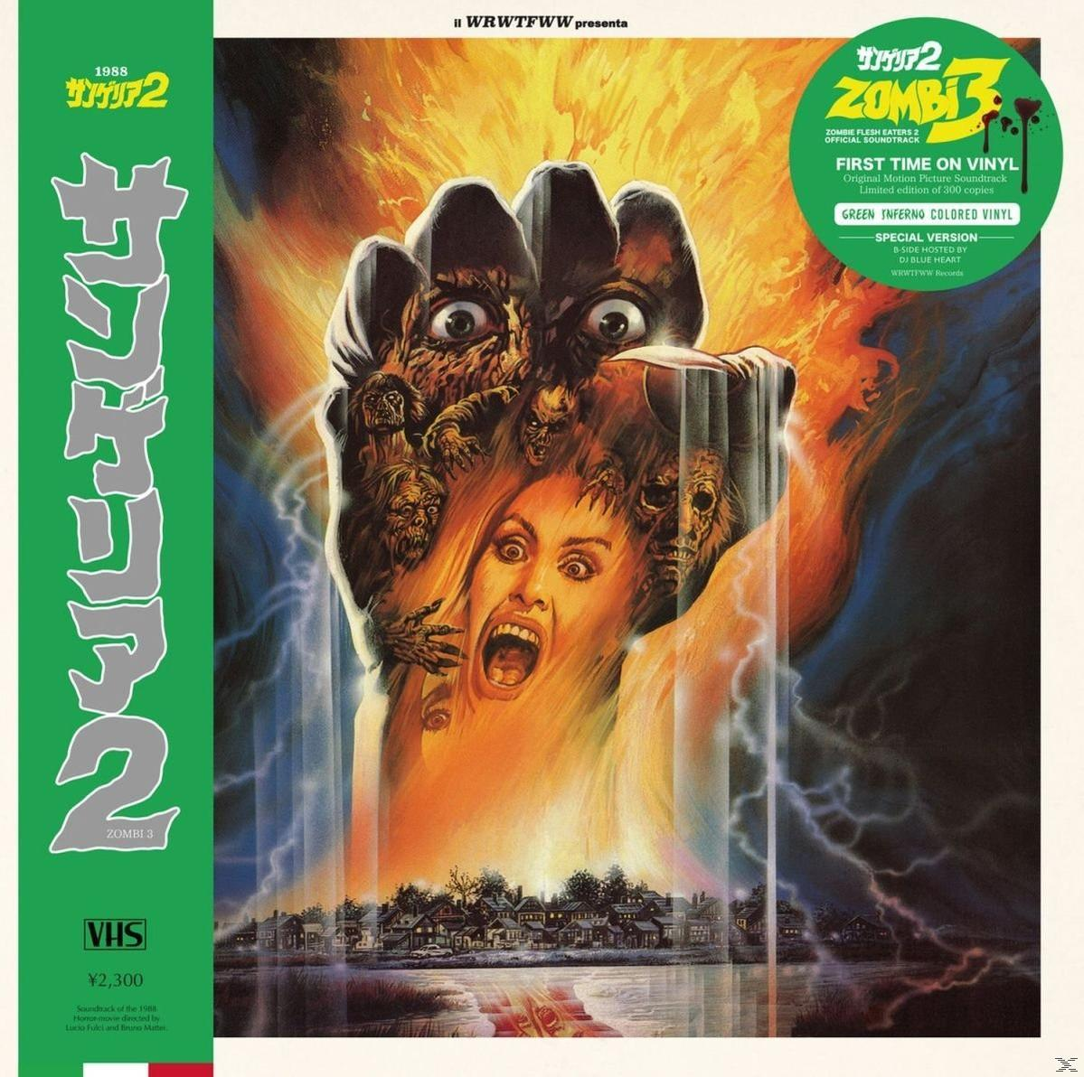 Ein Zombi 3-Filmcover mit Zombies und einer schreienden Frau.
