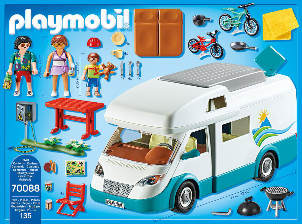 Playmobil-Wohnmobil-Set mit Figuren, Zubehör und einem Wohnmobil.