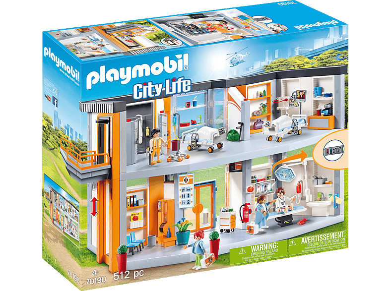 PLAYMOBIL Mehrfarbig Einrichtung 70190 Spielset, Großes mit Krankenhaus