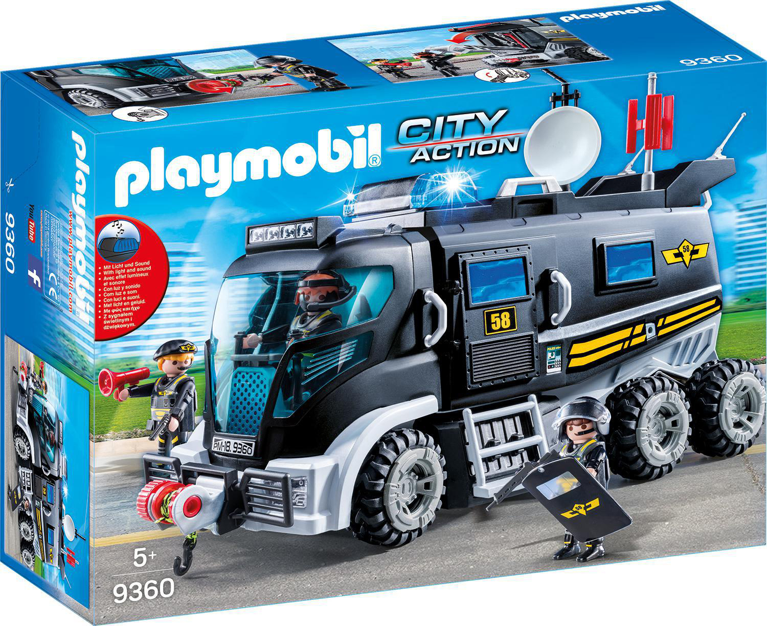 PLAYMOBIL 9360 SEK-Truck mit Licht und Sound Spielset, Mehrfarbig