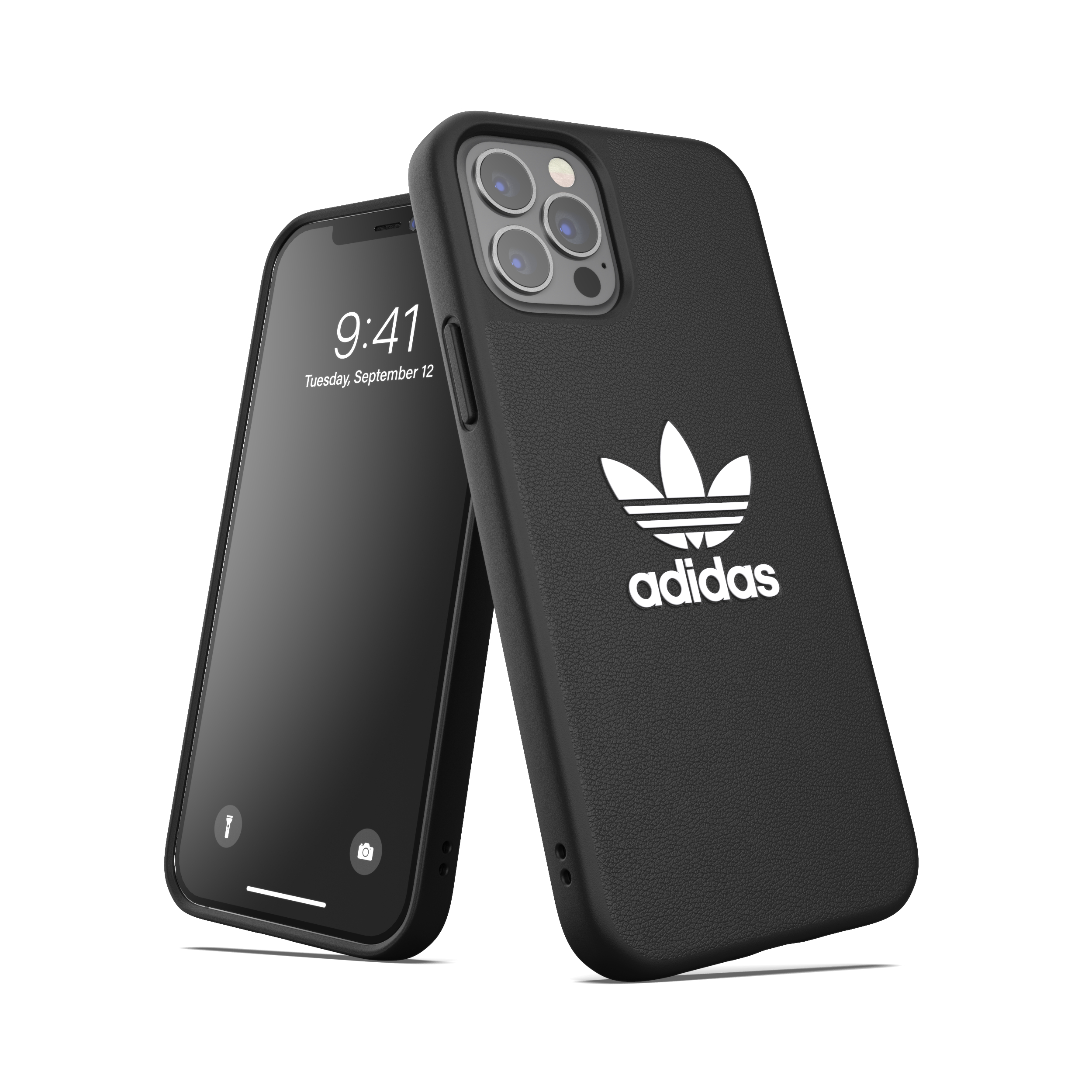 ADIDAS ORIGINALS geformtes Basic Cover 42215, Backcover, Apple, iPhone 12, iPhone 12 Pro, Schwarz / Weiß