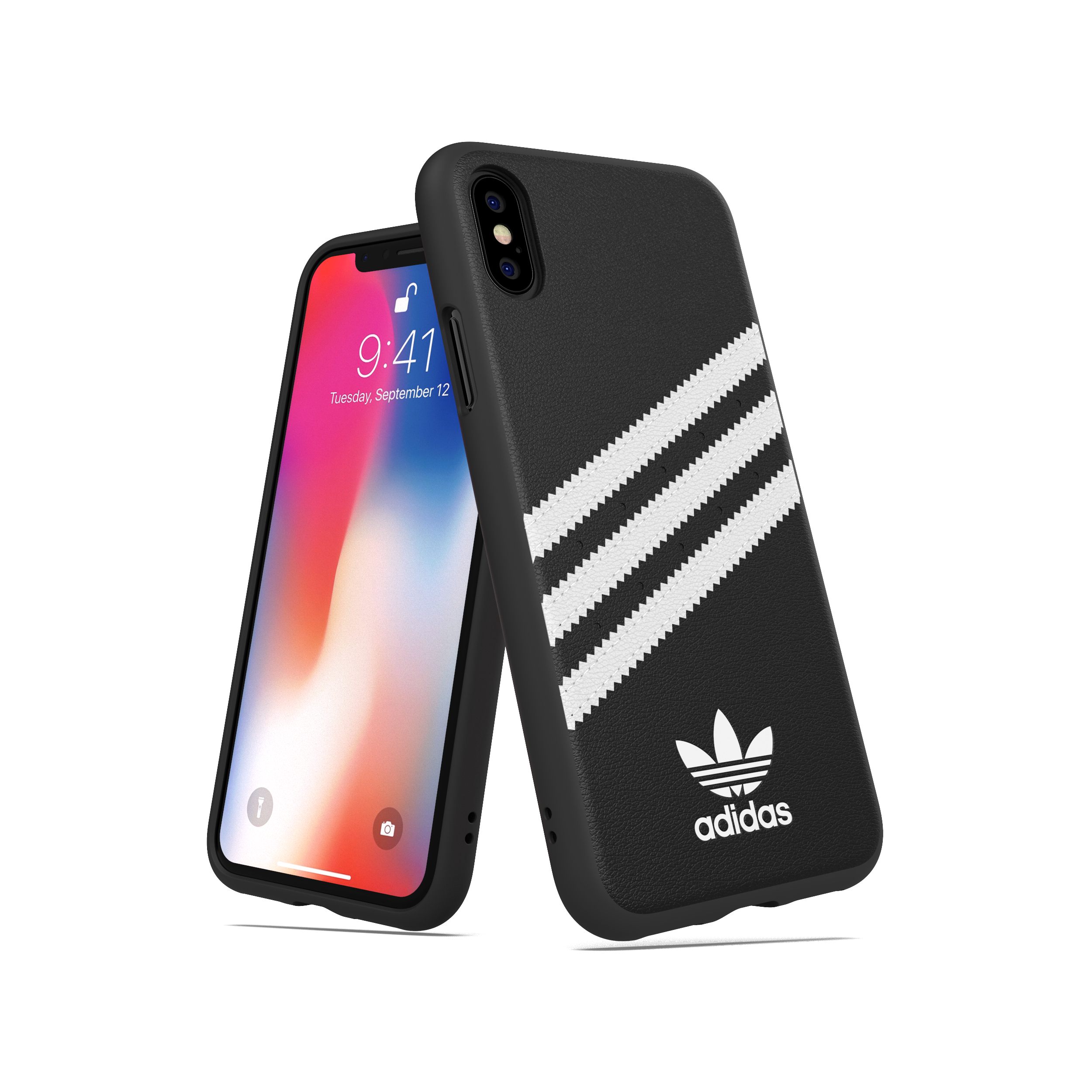 ADIDAS ORIGINALS geformtes Basic Cover 31597, Backcover, Apple, iPhone X, iPhone XS, Schwarz / Weiß