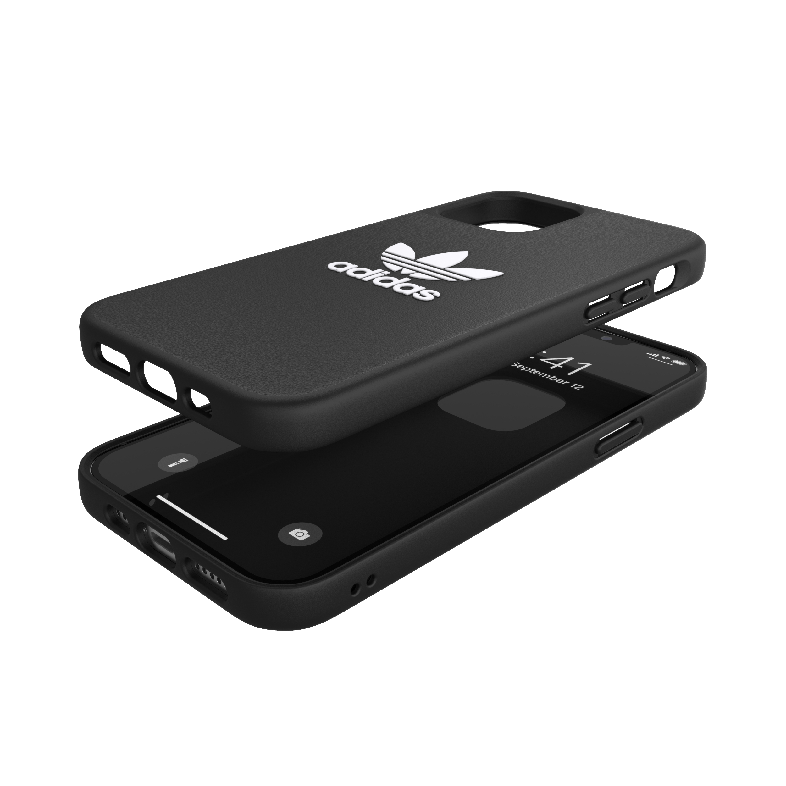 ADIDAS ORIGINALS geformtes Basic Cover 42215, Backcover, Apple, iPhone 12, iPhone 12 Pro, Schwarz / Weiß