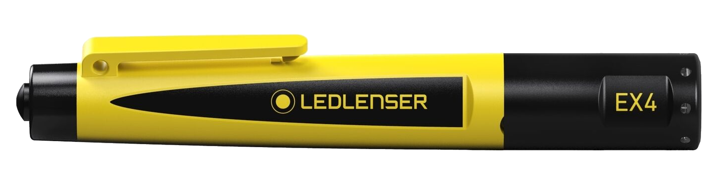 Sárga-fekete LEDLenser EX4 zseblámpa. 