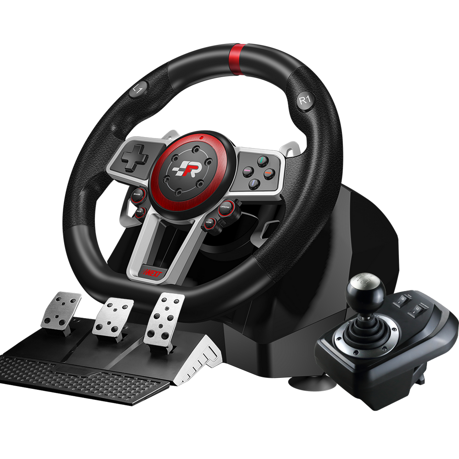 Volante Frtec Suzuka elite next wheel con pedales sensor multiplataforma negro tec modelo y cambio de marchas manual series playstation 4 xbox one 3