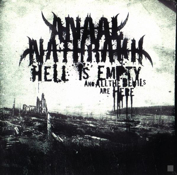 Albumcover für Anal Nathrakh. Schwarz-Weiß-Bild einer Landschaft mit Text.
