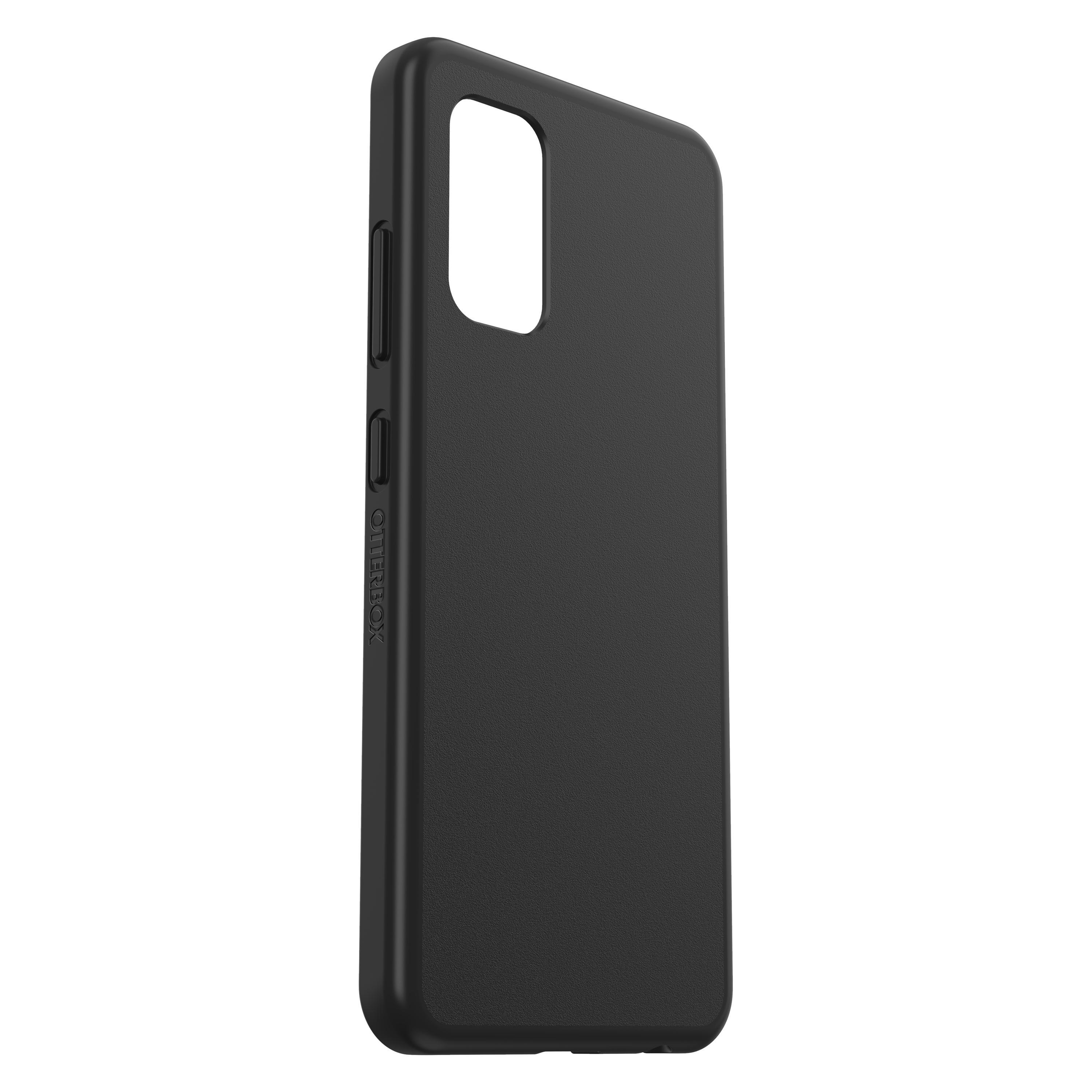 Schwarze Otterbox-Handyhülle mit Kameraausschnitt und Seitentasten, auf weißem Hintergrund.