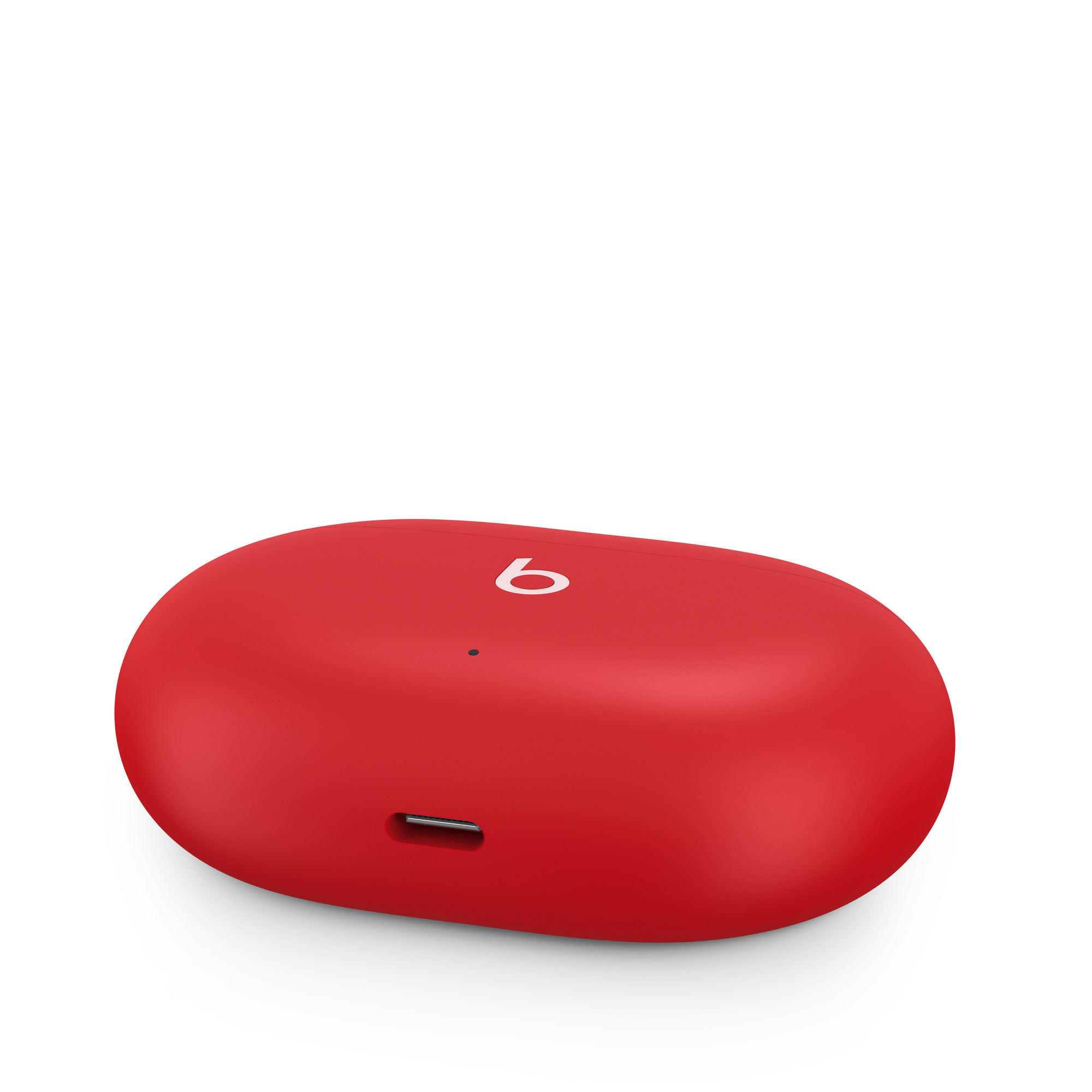 Beats by Dre kulaklık kutusu, Beats logosu ile kırmızı. Beyaz zemin.