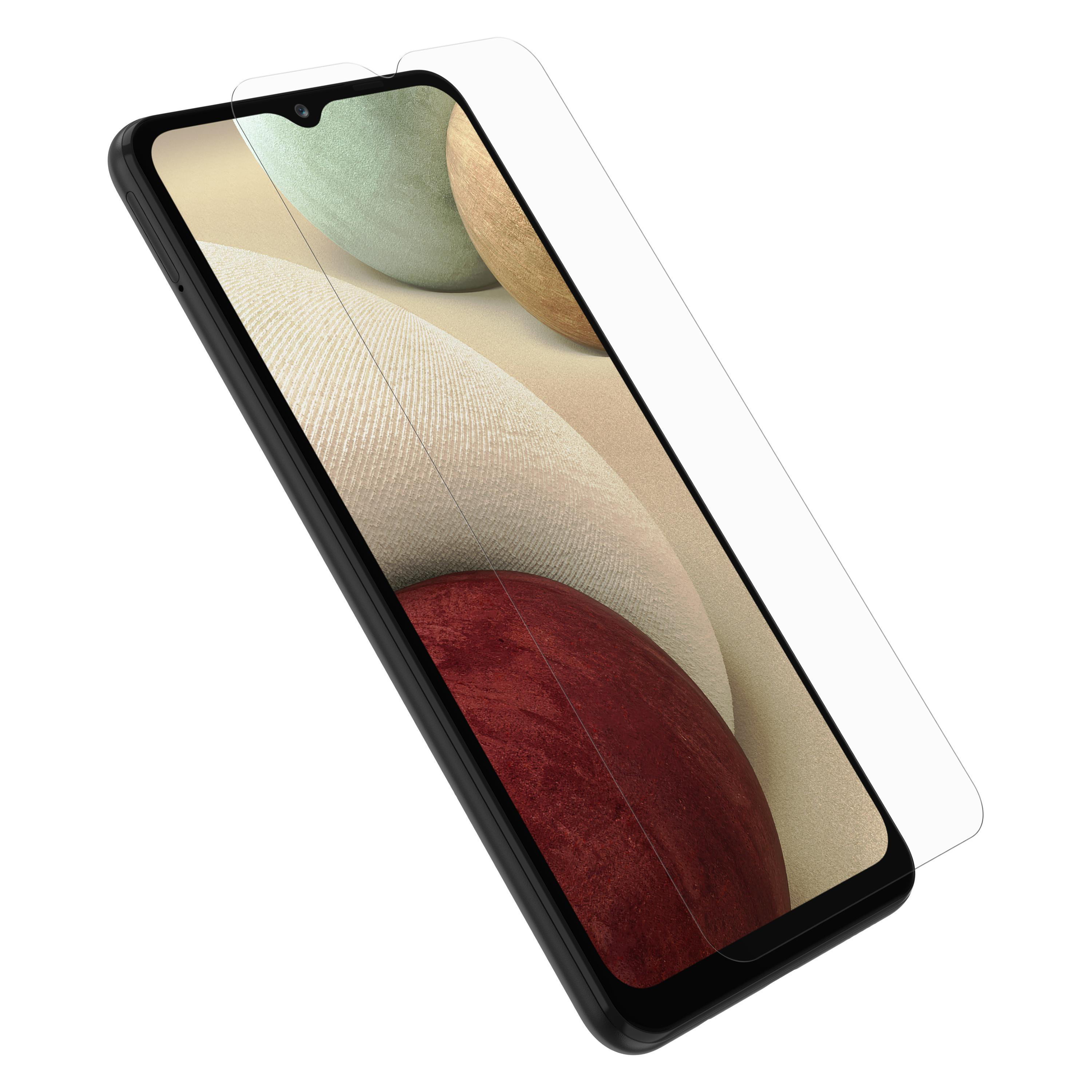 Ein schwarzes Smartphone mit aufgebrachtem Displayschutz.