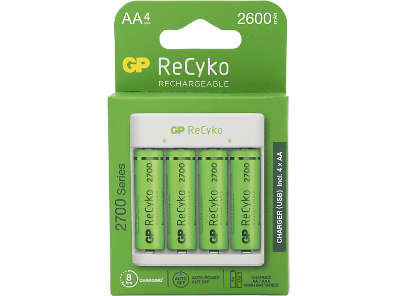 GP Recyko E411 USB Aa-Aaa Şarj Cihazı Gp Recyko 2700 Serisi Aa Kalem Pil 4'lü_2