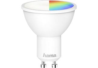 Bombilla inteligente - Hama GU10, 5.5W, WiFi, RGBW, Compatible con Alexa/Google Assistant, Blanco