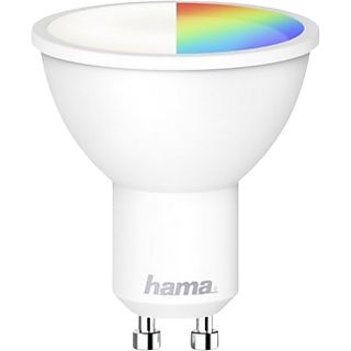 Bombilla inteligente - Hama GU10, 5.5W, WiFi, RGBW, Compatible con Alexa/Google Assistant, Blanco