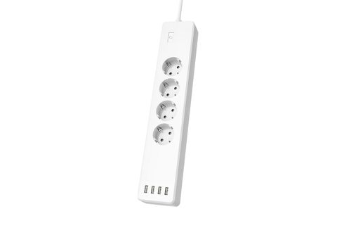 Regleta de 4 enchufes  Hama regleta WLAN, sin concentrador, conmutable  individualmente, 4 puertos USB, Blanco