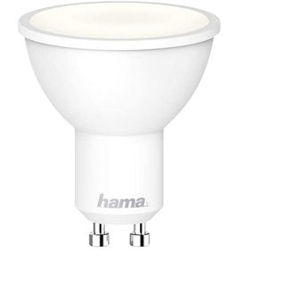 Bombilla inteligente - Hama GU10, WiFi, Luz regulable, 4.5 W, Compatible con Alexa y Google Assistant, Blanco
