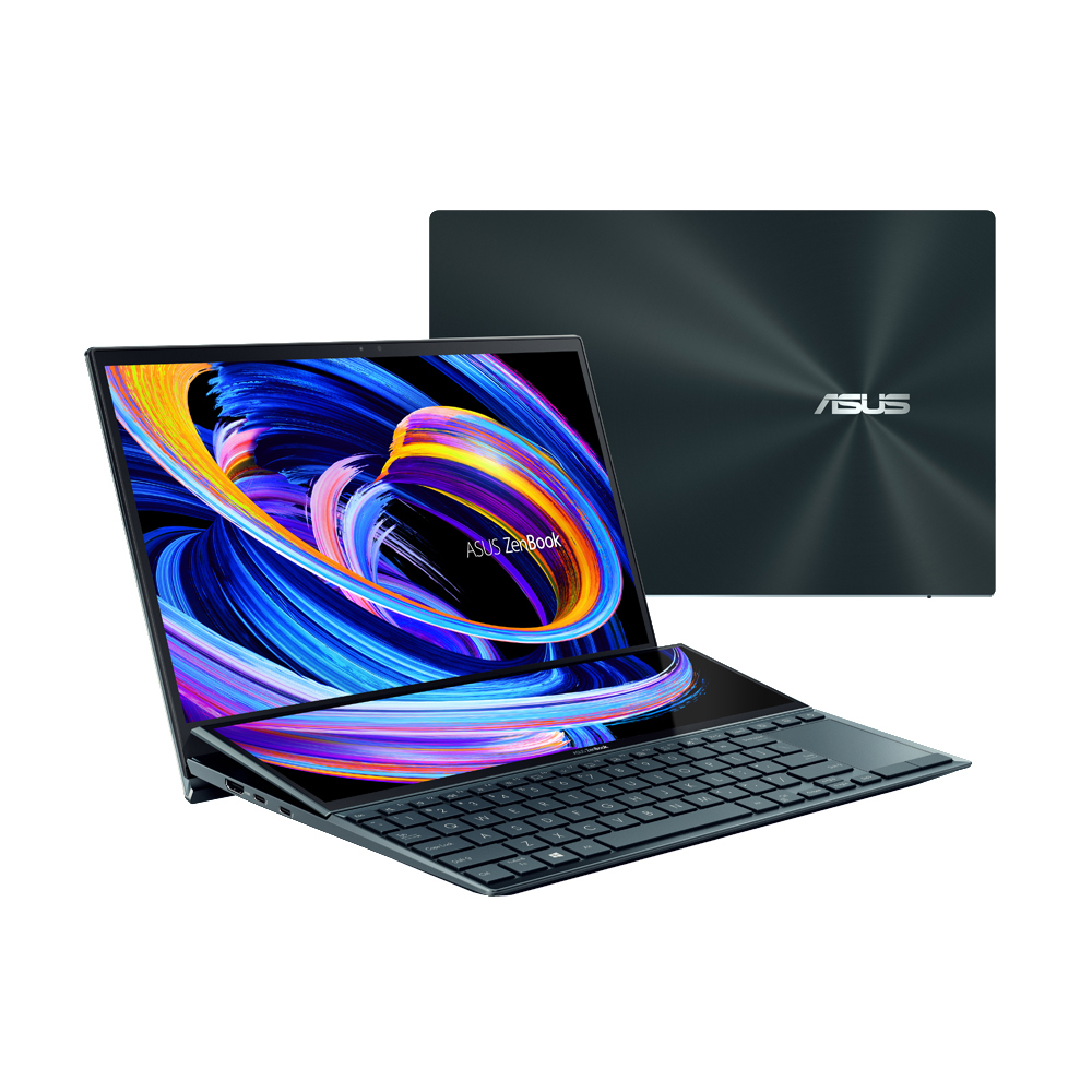 ASUS Zenbook Duo 14 Display, (64 Celestial 16 Intel®, mit Zoll 512 Iris® (UX482EA-HY054T) RAM, Intel® Bit) Windows Evo™, GB (Evo) Prozessor, GB Notebook, 14 Blue SSD, Intel® i7-1165G7 10 Xe, Home