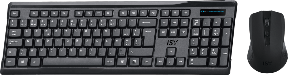 ISY Clavier sans fil + Souris sans fil AZERTY BE Noir (IDE-2500-BE)