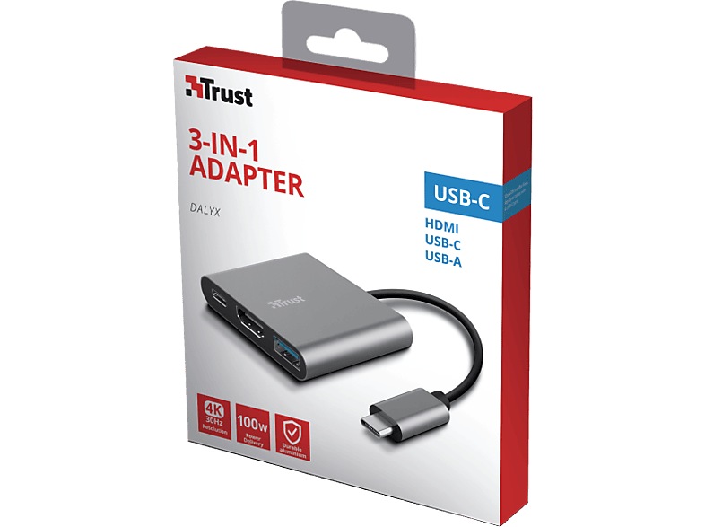 TRUST 23772 DALYX 3-IN-1 USB-C Adaptörü