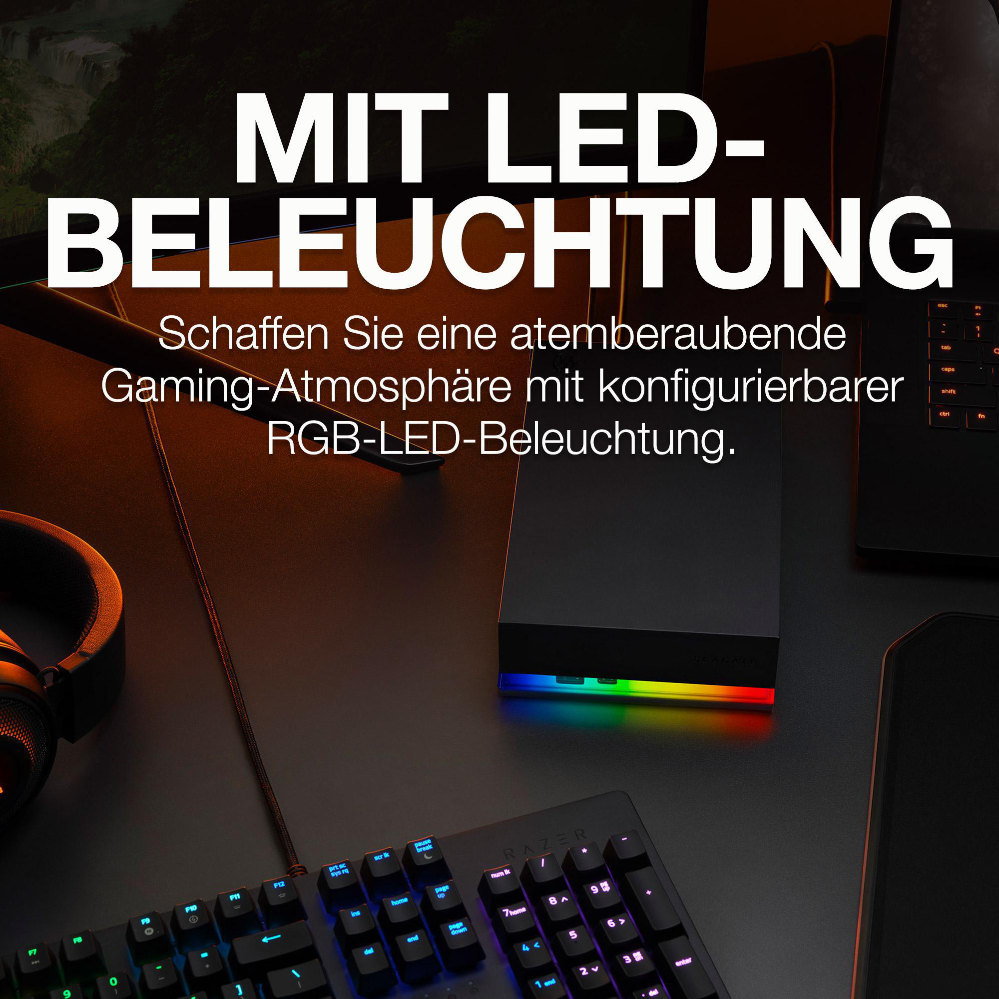 SEAGATE FireCuda Gaming Hub Festplatte, 8 TB HDD, 3,5 Zoll, extern, Schwarz