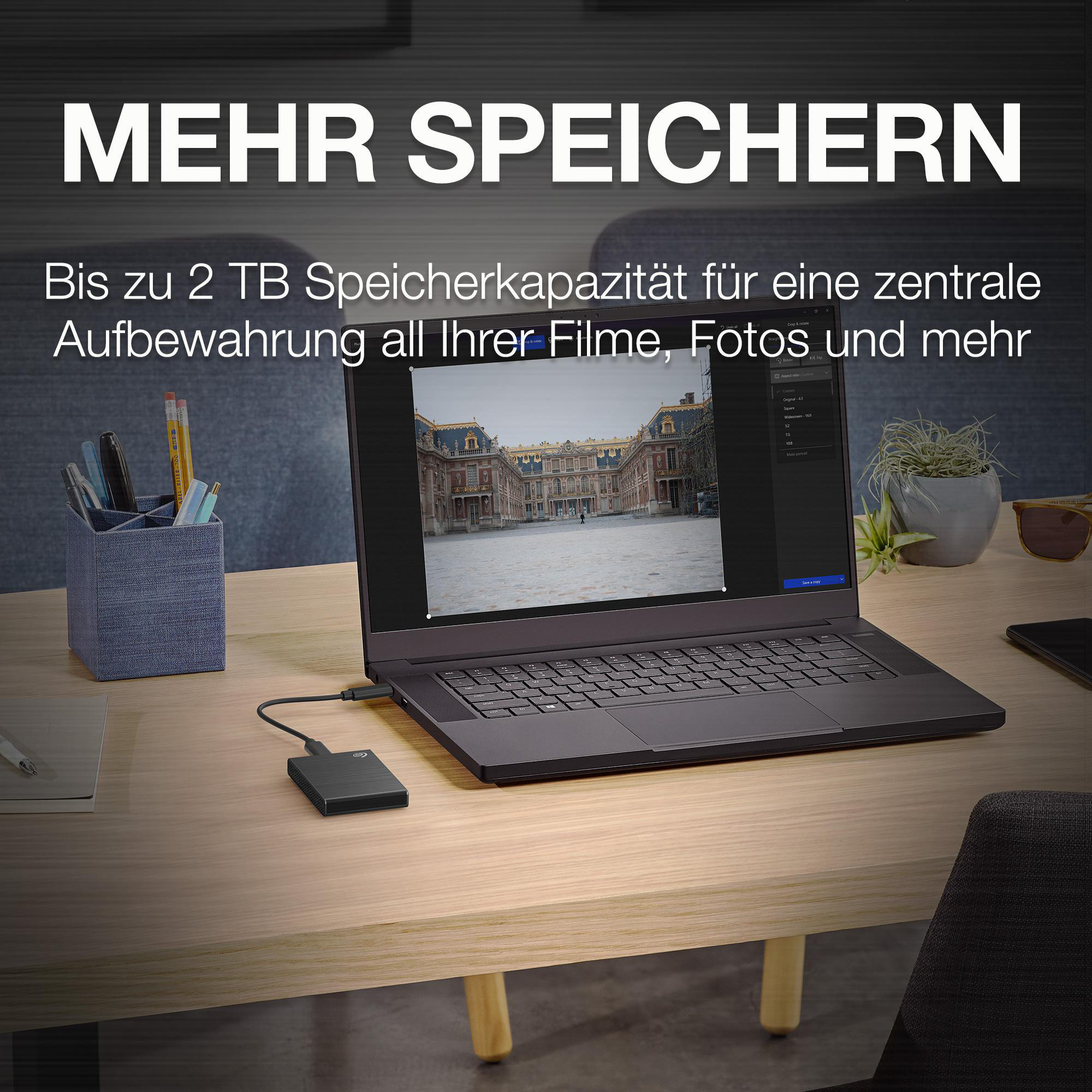 ONE Zoll, 2 1.030 SSD, SSD, TOUCH zu extern, 2,5 bis STKG500400 Black SEAGATE MB/s, TB Festplatte,