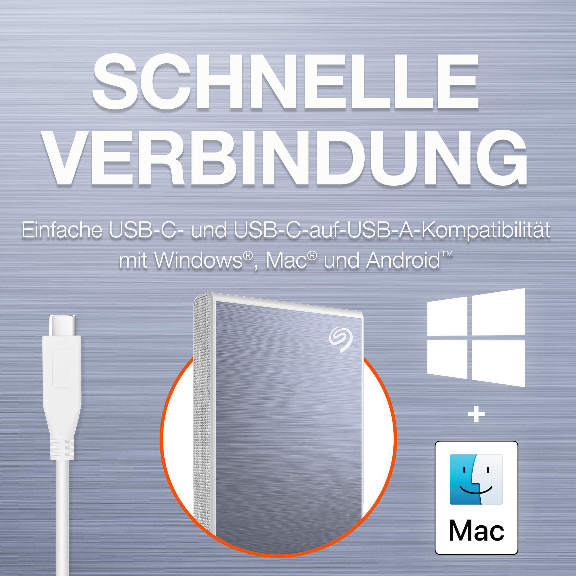 SEAGATE STKG500400 ONE TOUCH SSD, bis zu 1.030 MB/s, Festplatte, 2 TB SSD, 2,5 Zoll, extern, Blue