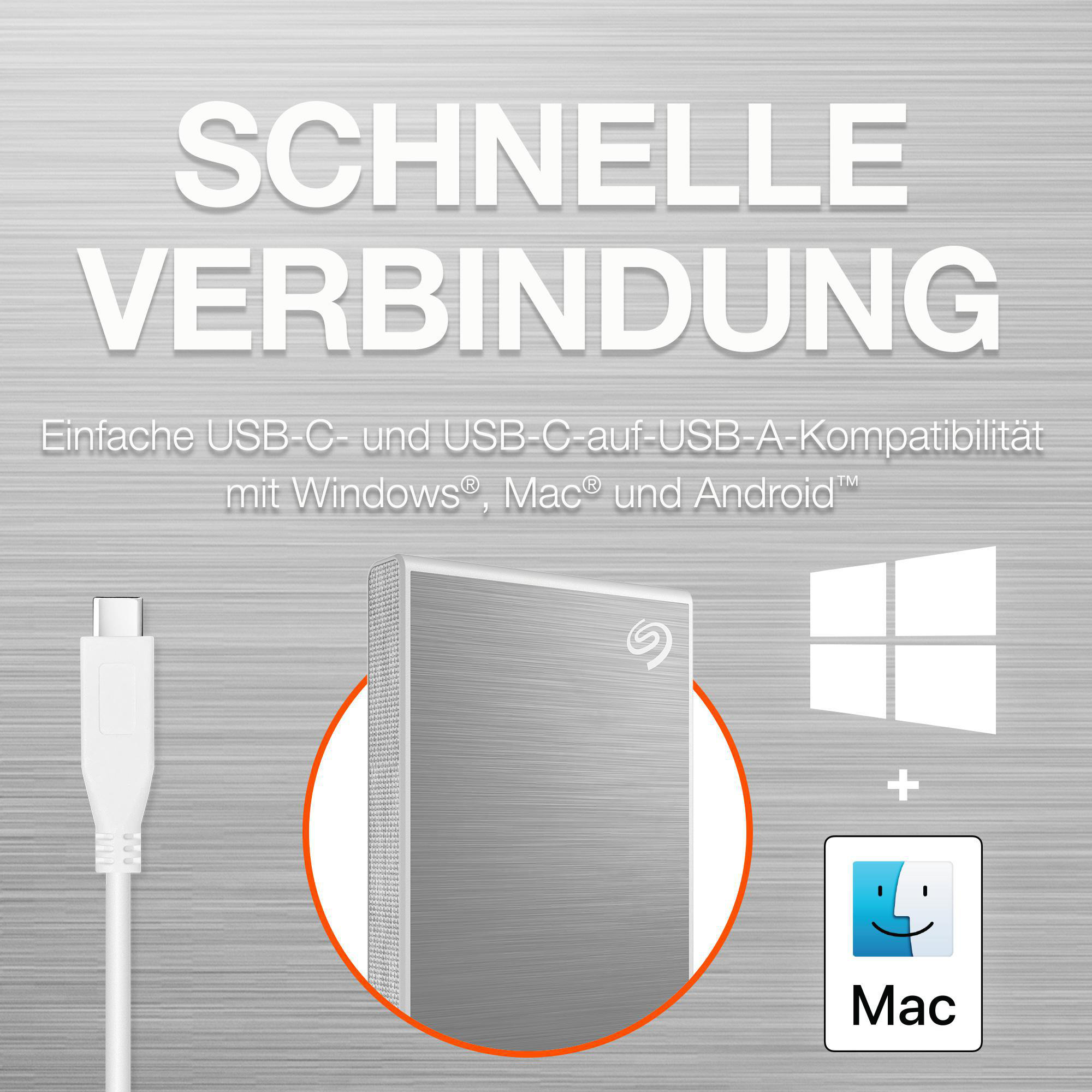 SEAGATE STKG500400 ONE TOUCH SSD, bis zu 1.030 MB/s, Festplatte, 1 TB SSD, 2,5 Zoll, extern, Silver
