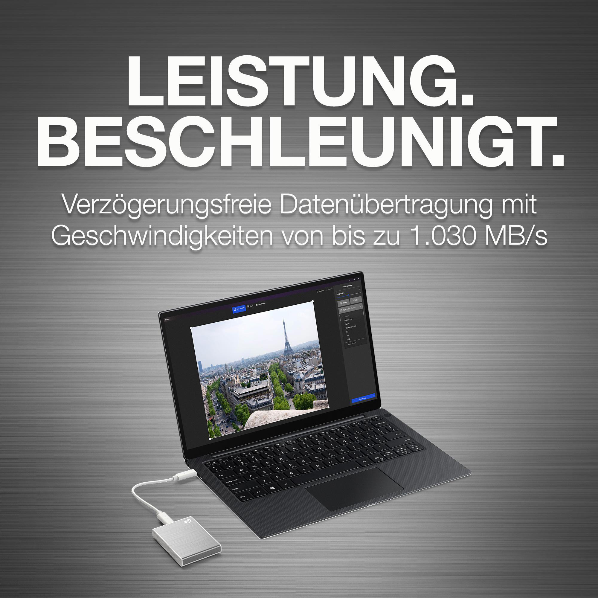 SEAGATE STKG500400 ONE TOUCH SSD, bis zu 1.030 MB/s, Festplatte, 1 TB SSD, 2,5 Zoll, extern, Silver