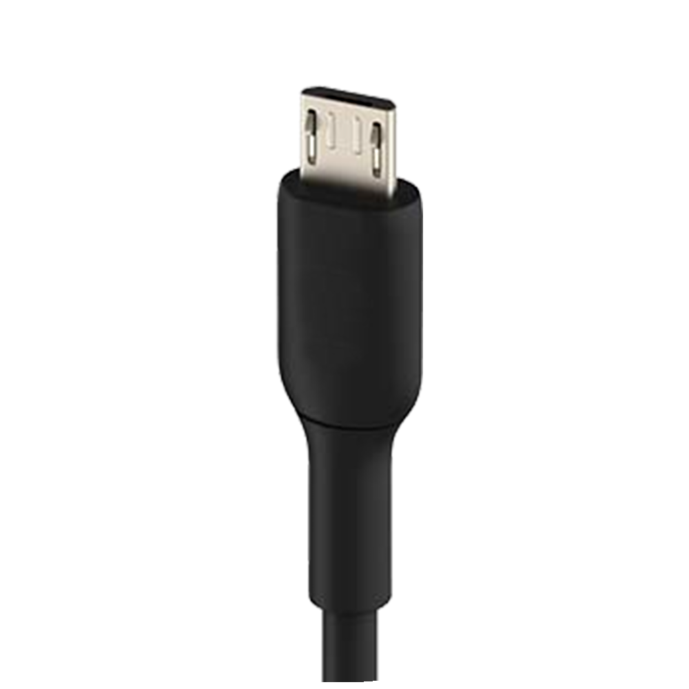 Fekete Micro USB kábel fekete kábelcsatlakozóval.