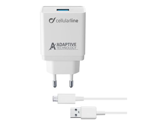 CELLULAR LINE Kit caricabatterie rapido adattivo 15 W - Caricabatterie (Bianco)