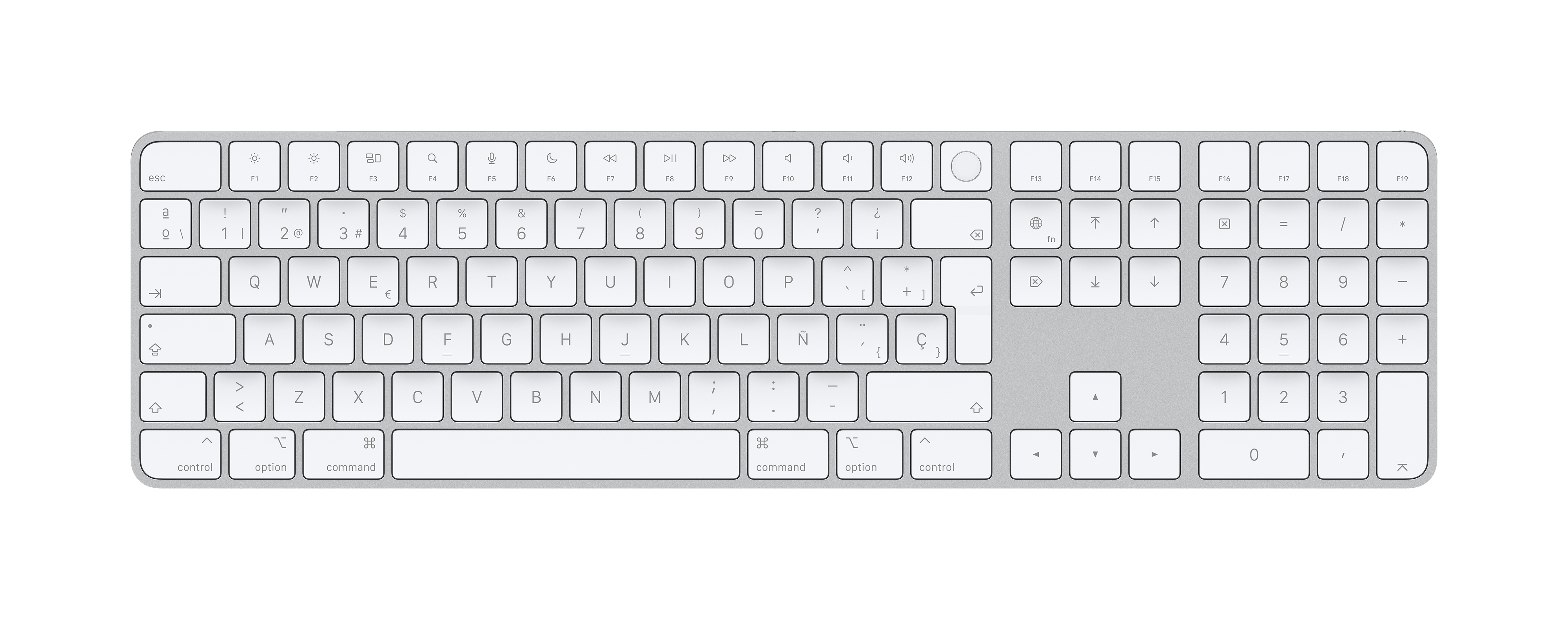 APPLE Magic Keyboard, Touch ID y Teclado numérico, Inalámbrico y Recargable, USB-C a Lightning, Blanco