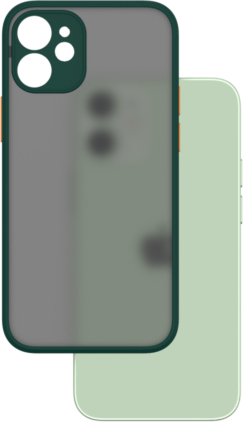 CASE AND PRO iPhone12 Mini műanyag tok, zöld-narancs (MATT-IPH1254-GO)