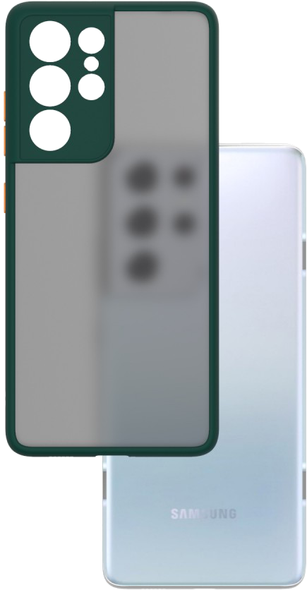 CASE AND PRO Samsung S21 Ultra műanyag tok, zöld-narancs (MATT-S21U-GO)