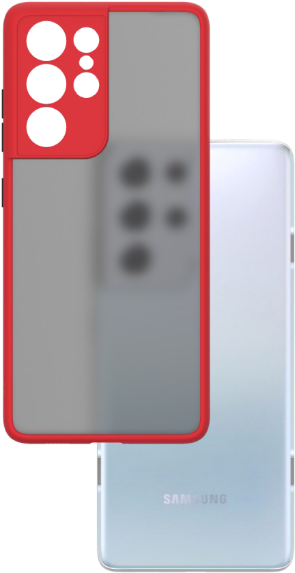 CASE AND PRO Samsung S21 Ultra műanyag tok, piros-fekete (MATT-S21U-RBK)