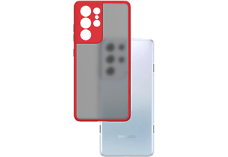 CASE AND PRO Samsung S21 Ultra műanyag tok, piros-fekete (MATT-S21U-RBK)