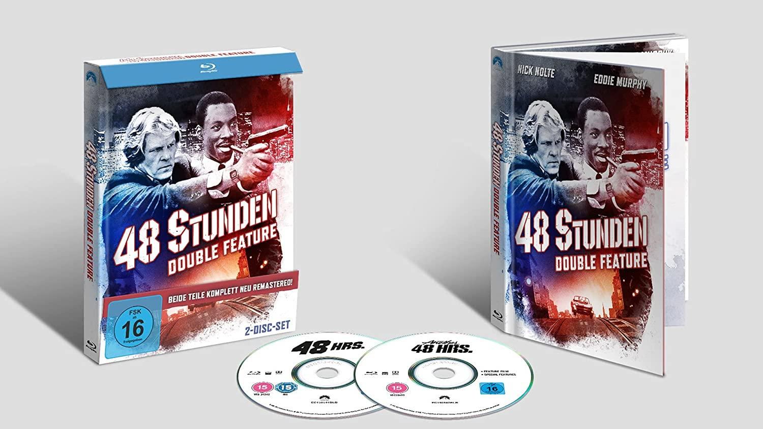 DVD-Box-Set von "48 Stunden Double Feature" mit zwei Discs, Cover zeigt Filmplakate.