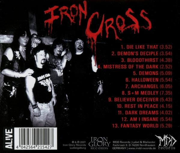 Albumcover der Band 'Iron Cross'. Der Hintergrund ist rot. Die Band ist sichtbar.