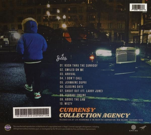 Albumcover mit Trackliste. Zeigt ein Kind in blauer Jacke, ein Auto und Text.