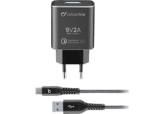 CELLULAR LINE USB Charger Kit 18W - Ladegerät (Schwarz)