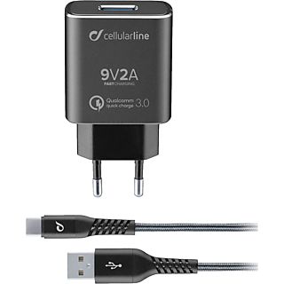 CELLULAR LINE Kit chargeur USB 18W - Appareil de chargement (Noir)