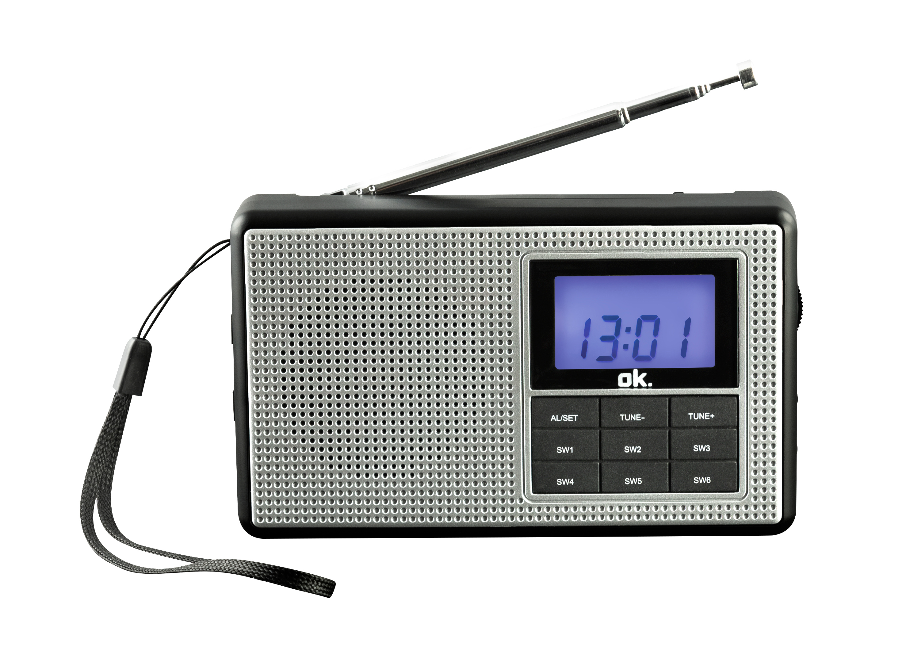 OK. ORF 230 Tragbares Taschenradio, Silber/Schwarz SW, KW, FM, AM, FM, AM
