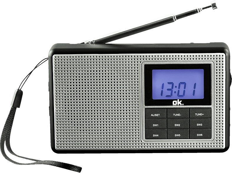 OK. ORF 230 Tragbares Taschenradio, Silber/Schwarz SW, KW, FM, AM, FM, AM