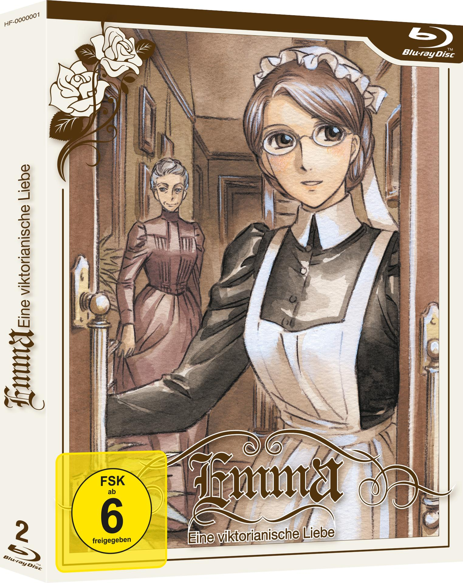 Anime-DVD-Cover. Eine Frau im Maid-Outfit schaut im Flur eine andere an.