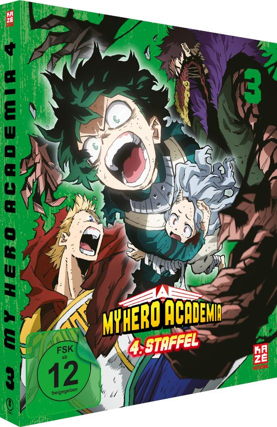 My Hero Academia DVD-Box-Set. Das Cover zeigt mehrere Charaktere in Aktion, mit dem Serientitel auf dem Cover.
